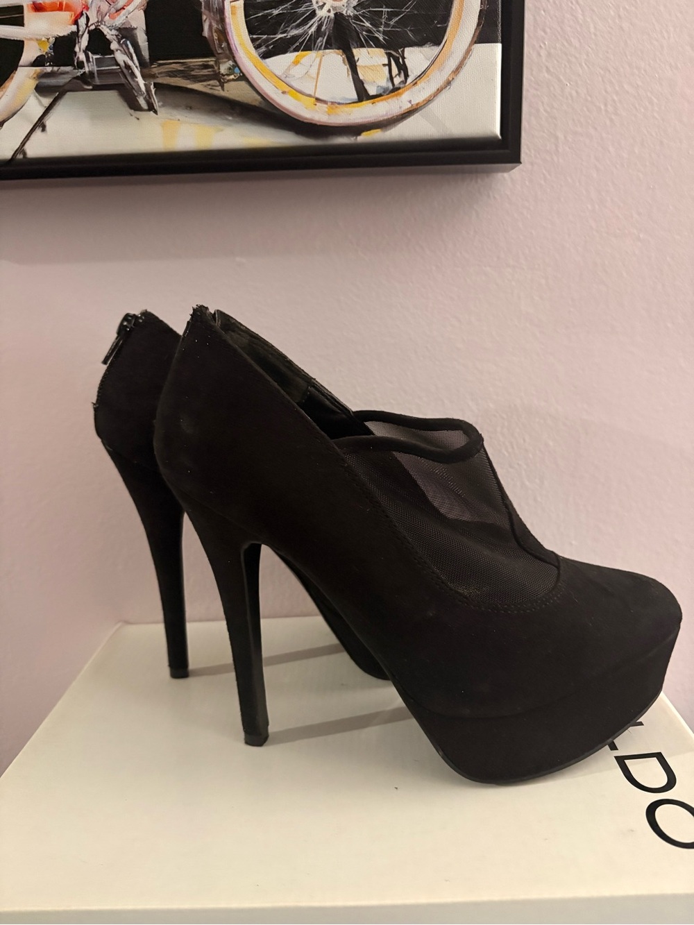 Call It Spring Black Suede Platform Stiletto Booties